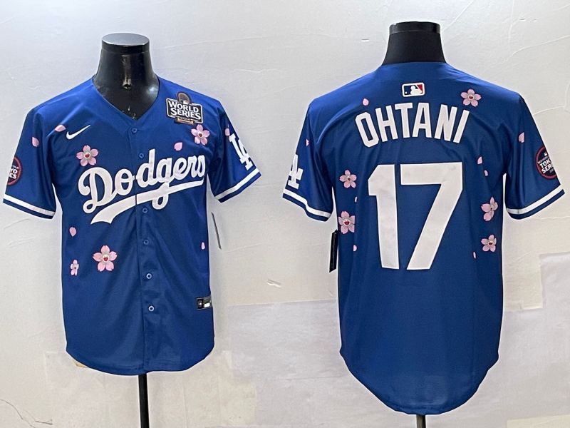 Men Los Angeles Dodgers #17 Ohtani Blue Sakura Edition 2025 Nike MLB Jersey style 8